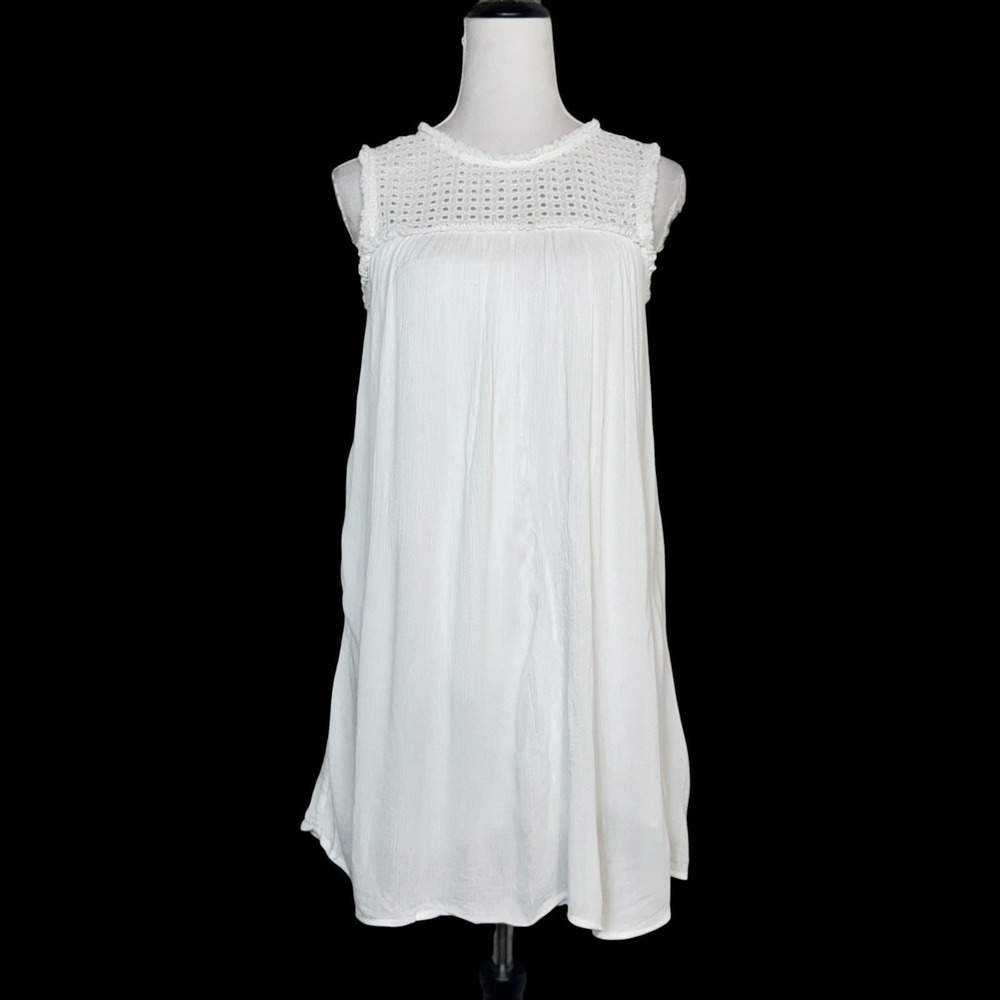 Tommy Bahama Gauze A-Line Dress Cover Up XS White Crochet Tassels Beach Resort
